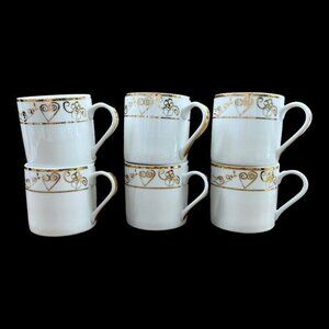 Christmas Mugs Set of 6 Porcelain Doves Holiday Wishes JC Penney Home Collection